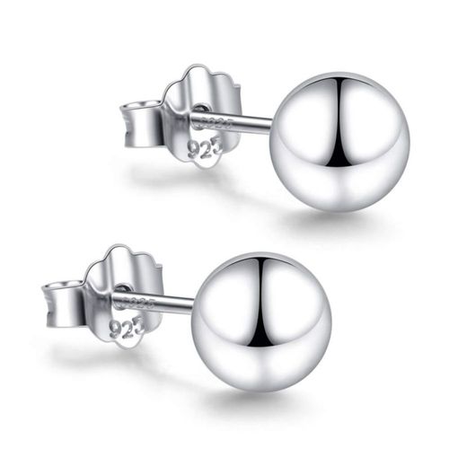 Pendiente CUTEFEEL de bola 9 mm con baño de oro blanco 18K