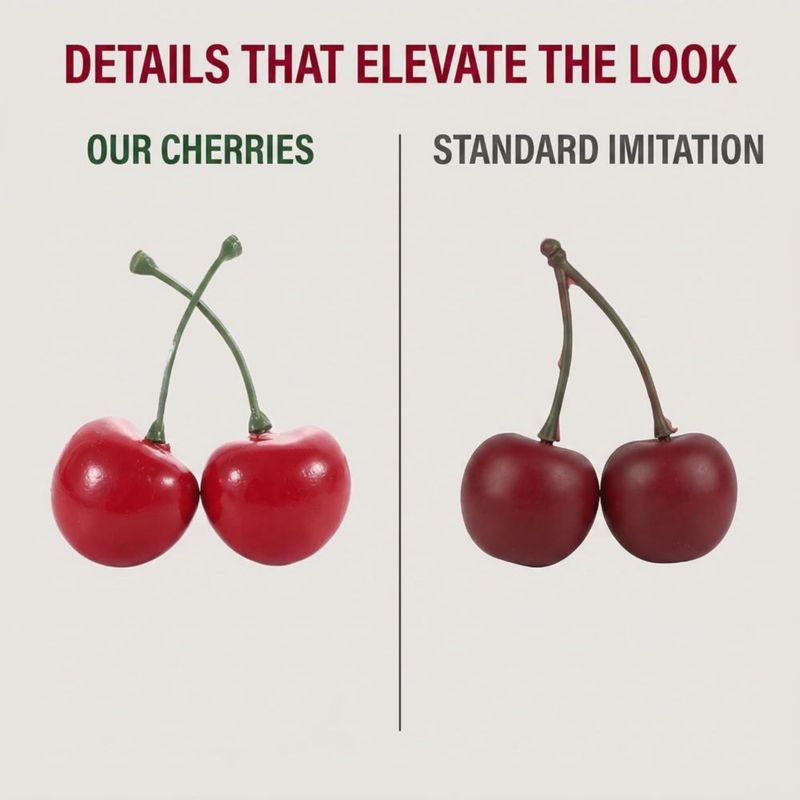 Cerezas artificiales de plástico rojo – 20 unidades