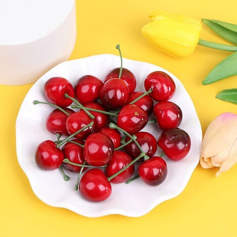 Cerezas artificiales de plástico rojo – 20 unidades