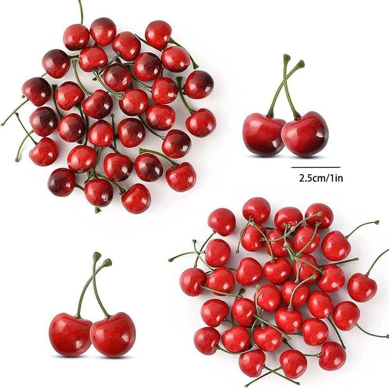 Cerezas artificiales de plástico rojo – 20 unidades