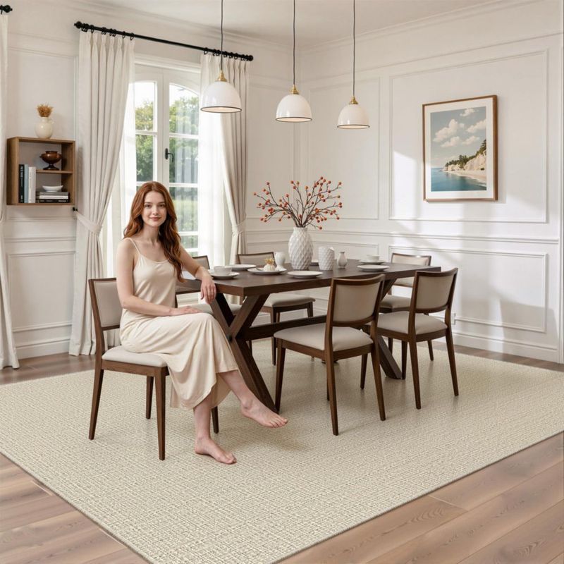 Alfombra Valenrug 152x244 cm Lavable Beige de Pelo Alto-Bajo