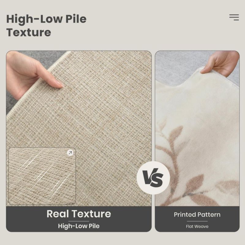 Alfombra Valenrug 152x244 cm Lavable Beige de Pelo Alto-Bajo