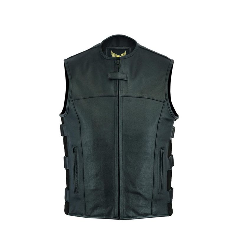 CHALECO Leatherick Warrior XL Negro de Cuero Dividido