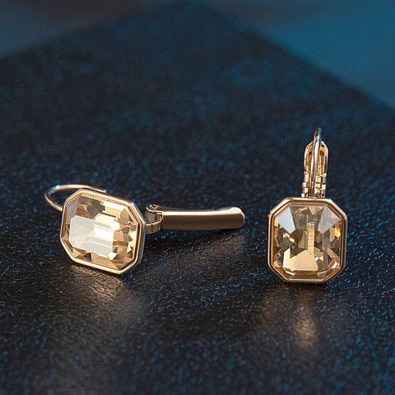 Pendientes EVEVIC Octágono de Cristal Colgante Baño de Oro
