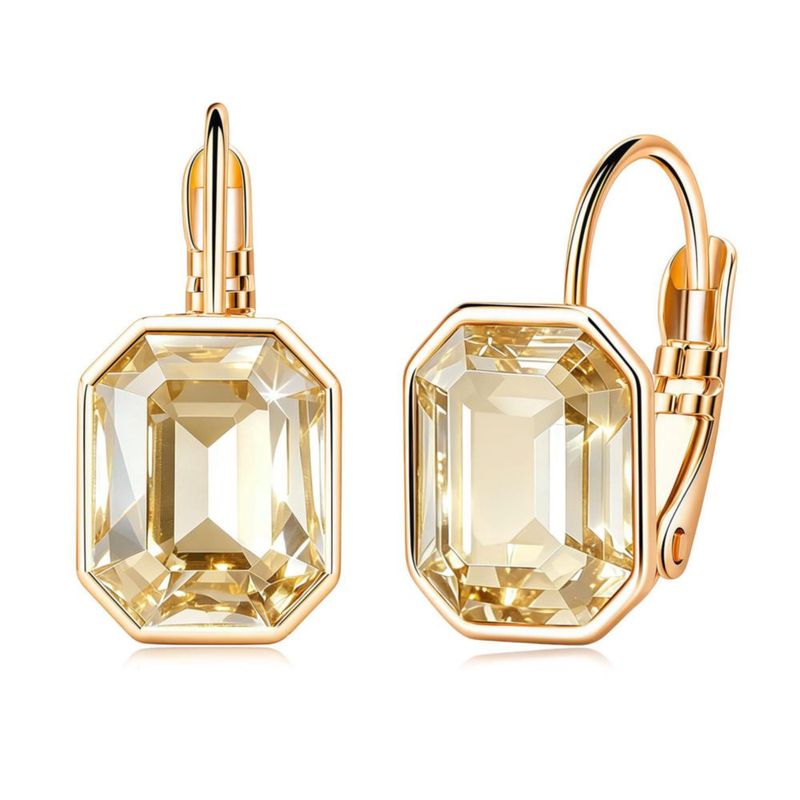 Pendientes EVEVIC Octágono de Cristal Colgante Baño de Oro
