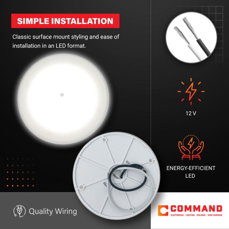 Luz de techo Command Electronics 11 cm 12 V (paquete de 5)