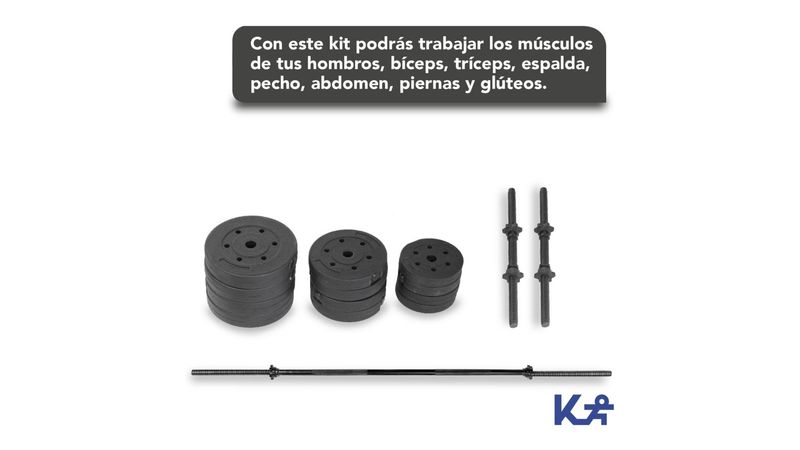 Kit Discos Y Barra Pesas 88lbs Ejercicio Entrenamiento Hogar KingSports  140-8