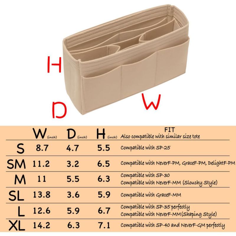 Organizador de Bolso DailyPlus de Fieltro 23 × 8 × 13 cm con 14 Bolsillos