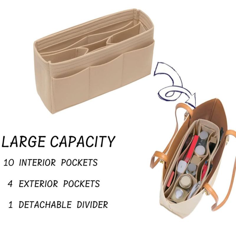 Organizador de Bolso DailyPlus de Fieltro 23 × 8 × 13 cm con 14 Bolsillos