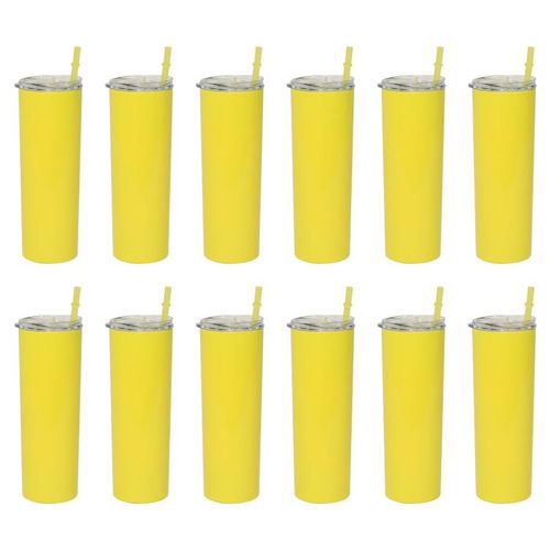 Paquete 12 vasos termo para bebidas 20 oz acero inoxidable Amarillo