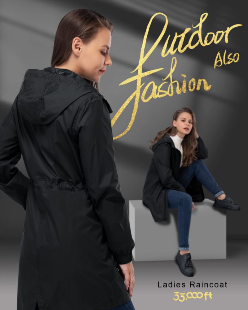 Impermeable 33000ft para mujer plegable con capucha