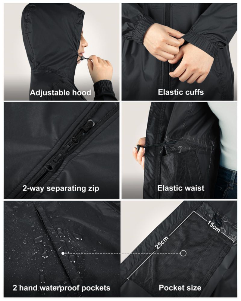 Impermeable 33000ft para mujer plegable con capucha