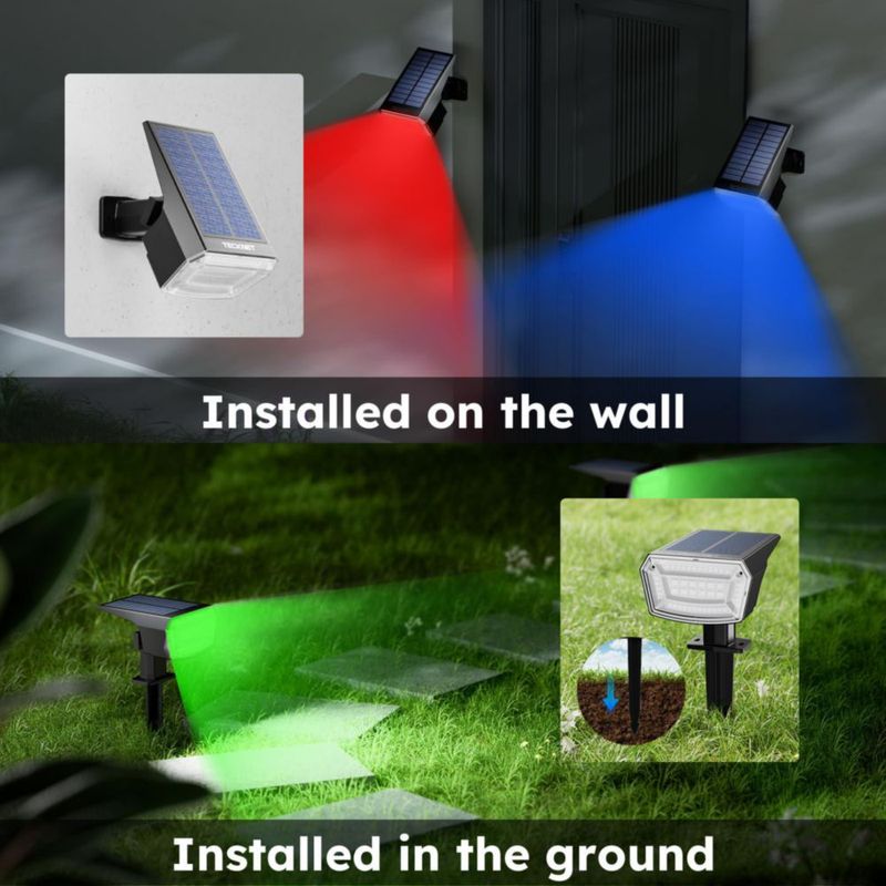 Luces Solares TECKNET RGB Pack de 4 para Exterior y Paisajismo