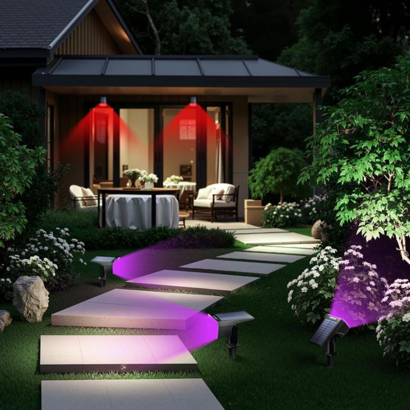 Luces Solares TECKNET RGB Pack de 4 para Exterior y Paisajismo