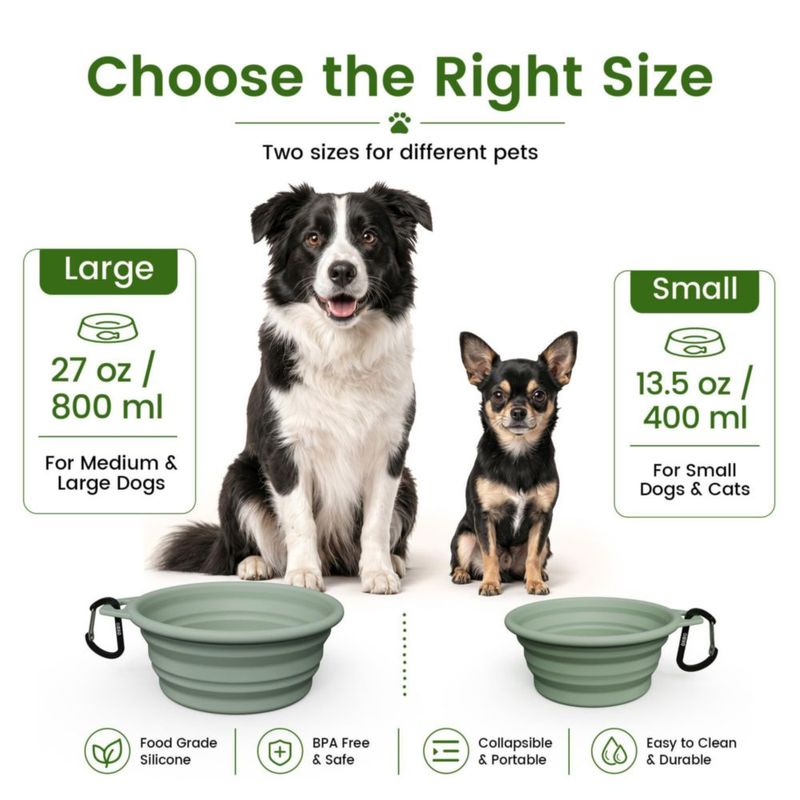 Cuencos plegables para perros OHMO 400 ml 2 piezas Camuflaje/Verde Salvia