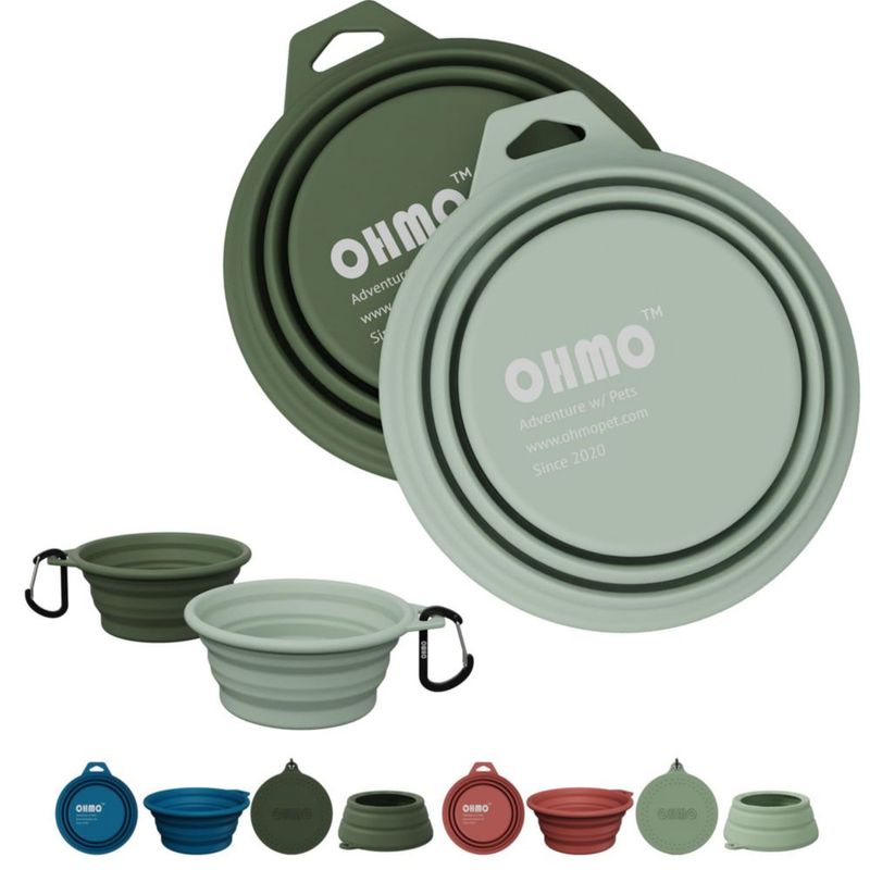 Cuencos plegables para perros OHMO 400 ml 2 piezas Camuflaje/Verde Salvia