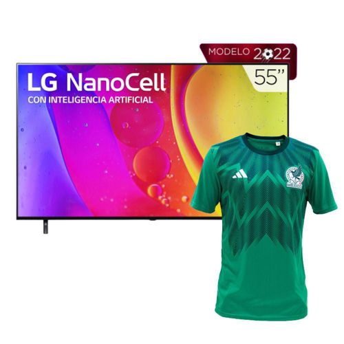 Pantalla LED LG AI ThinQ 55 Pulgadas 4K Smart TV 55NANO80SQA más Playera Selección Mexicana