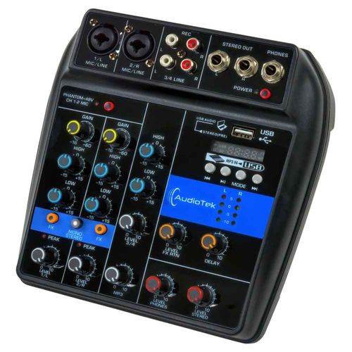Mezcladora Mixer Bluetooth Usb Tarjeta Audio 4 Canales