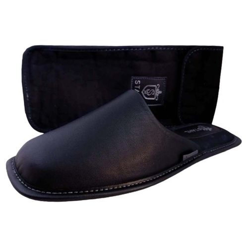 Pantuflas para hombre de piel  STAHL modelo 9764  color Negro