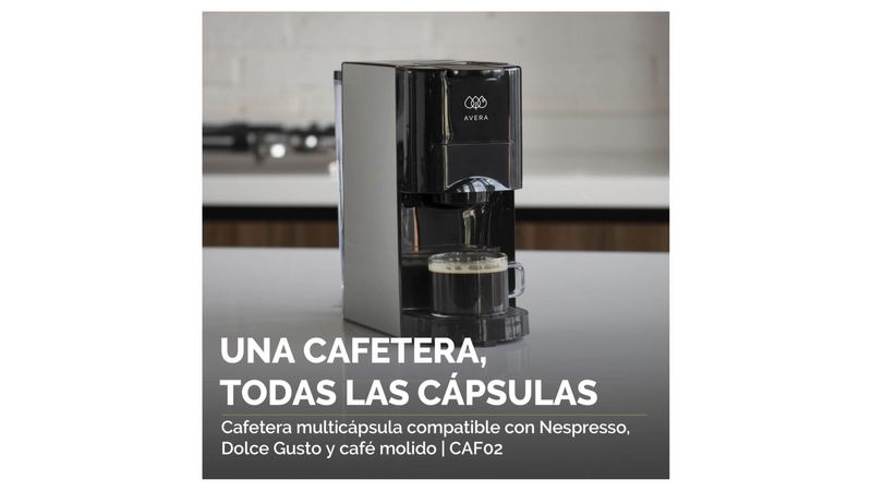 AVERA Cafetera MultiCapsulas 3 en 1 Compatible con Nespresso, Dolce Gusto y  Cafe Molido, (Una Cafetera