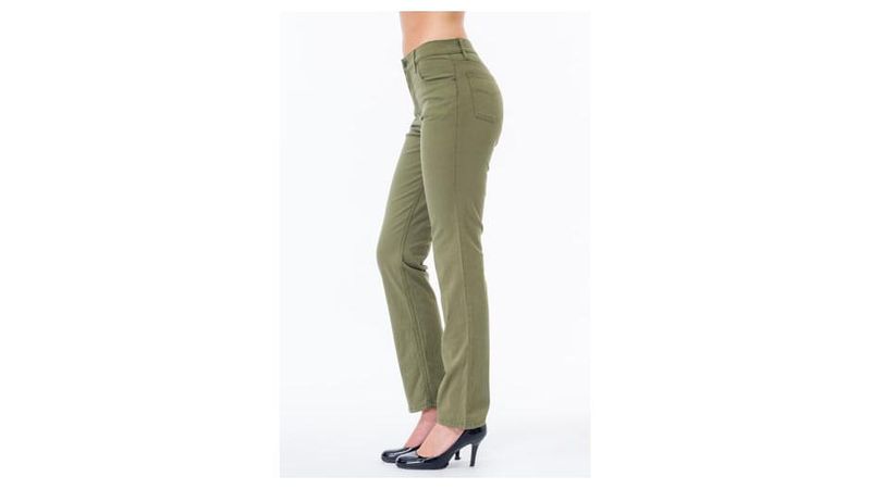 Pantalon Oggi Jeans Mujer Verde Gabardina Stretch Atraction