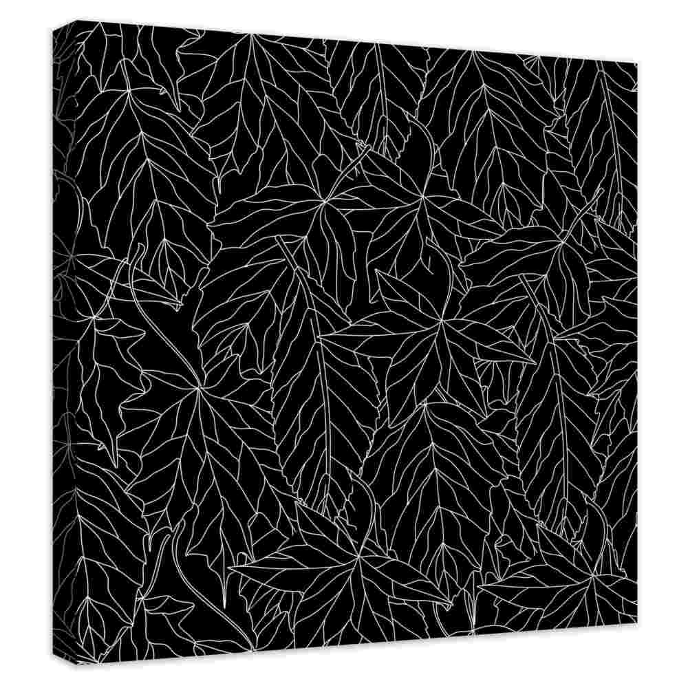 Cuadro Decorativo Canvas Lienzo Moderno hojas blanco y negro 40x40 Cm