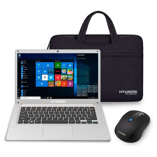 Kit Laptop Hyundai Hybook Celeron 4GB 64GB + Mouse y Portafolio