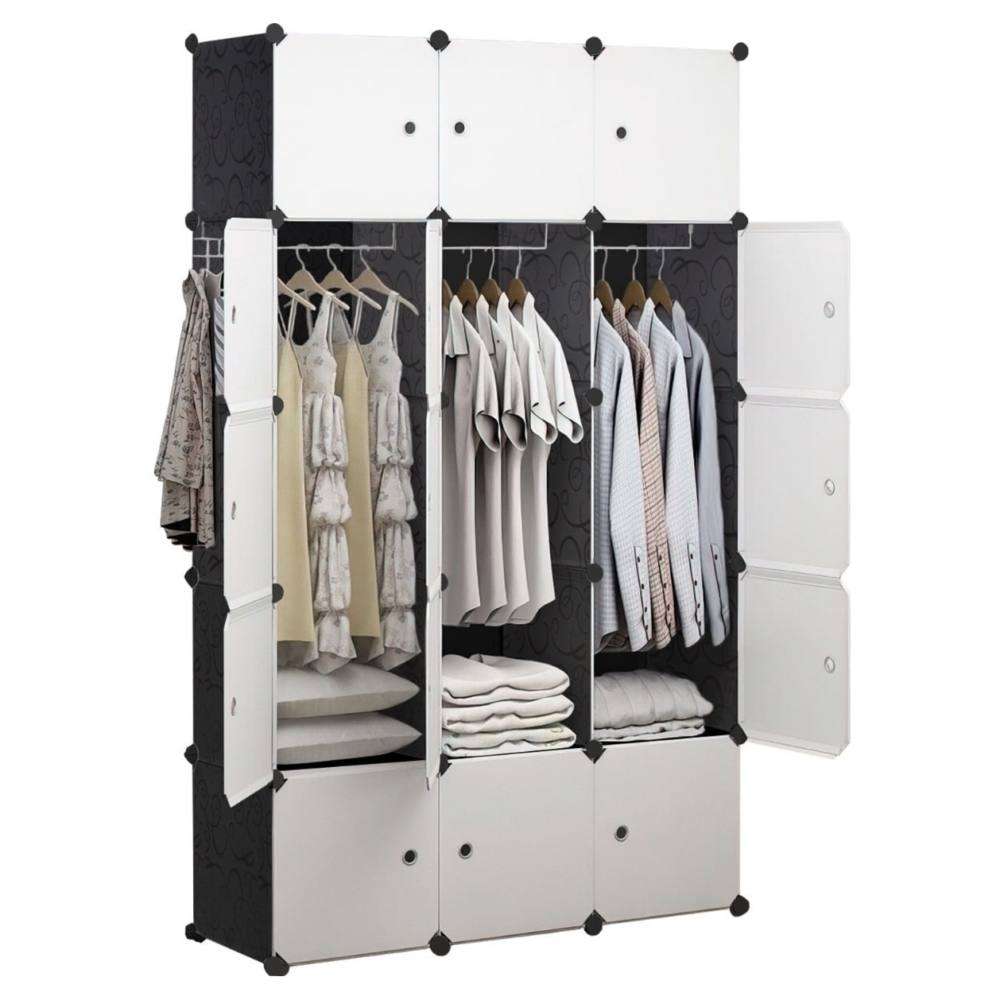  ZZF Armario de combinación Garderobe armario modular  organizador de almacenamiento ahorro de espacio armario cubo más profundo  con cubos de barra colgante (tamaño : 43.7 x 18.5 x 65.0 in) : Hogar y  Cocina