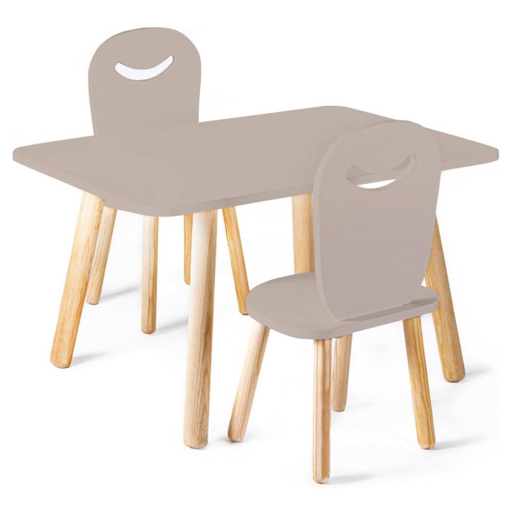 Set 2 sillas infantiles con mesa rectangular de Madera Duduk Gris