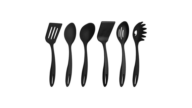 Juego de Utensilios de Cocina Tramotnina Nylon Negro 6 Pzs