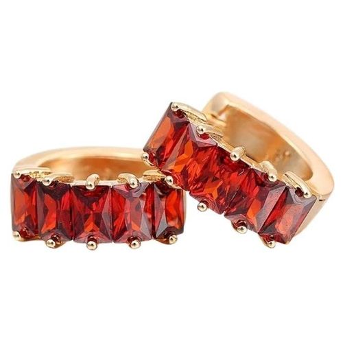 Aretes Arracadas Cristal Rubo O Zafiro Oro 14k Laminado Rojo