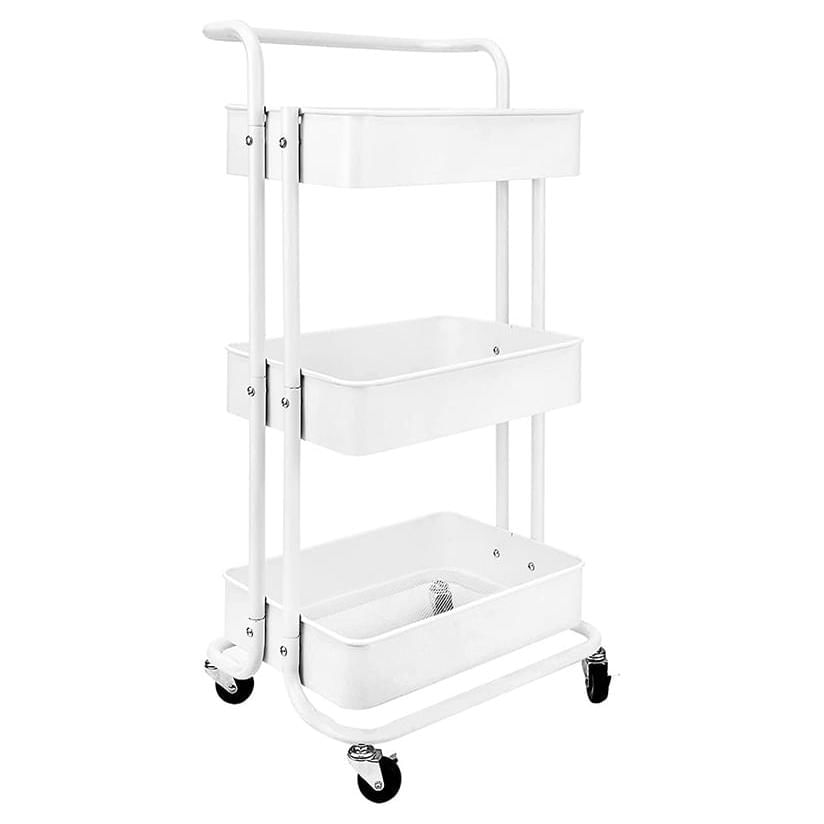 Carrito Organizador Multiusos 3 Niveles Ajustable Con Ruedas ROSA