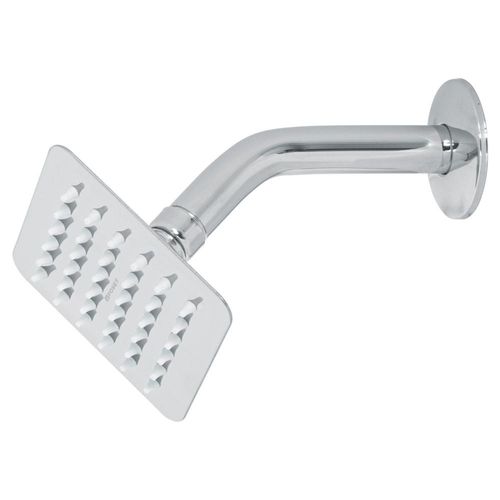 Regadera cuadrada 4", acero inox, con brazo, cromo, Túbig