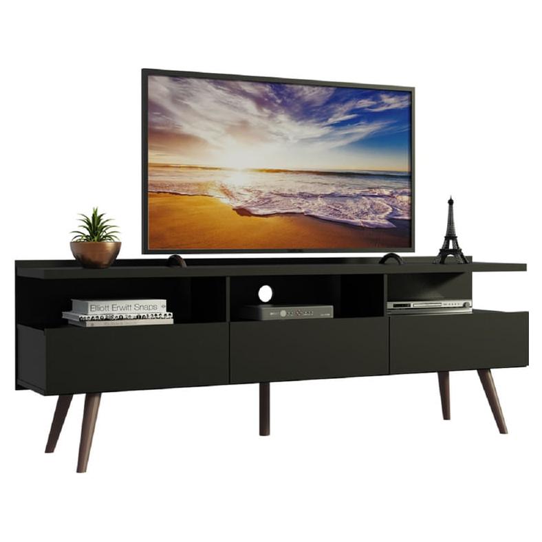 Madesa Mueble de TV con espacio de almacenamiento y gestión de cables,  mueble de mesa de TV para televisores de hasta 65 pulgadas, madera, 16  pulgadas
