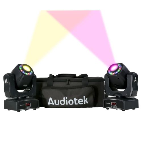 Set 2 Cabezas Movil Aro Rgb Robotica 90w Con Mochila