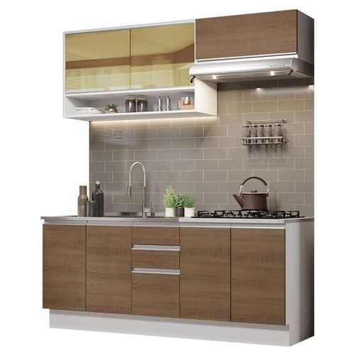 Cocina Integral Madesa Glamy Con Mesón De Acero 200 Cm Marron