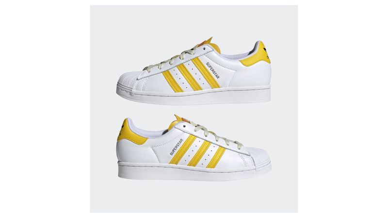 Opiáceo viuda Ártico tenis adidas superstar de piel color blanco/amarillo para mujer