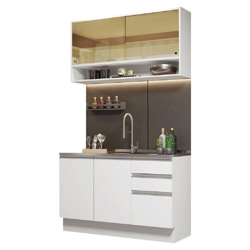 Cocina Integral Madesa Glamy Sin Mesón De Acero 120 Cm Blanco