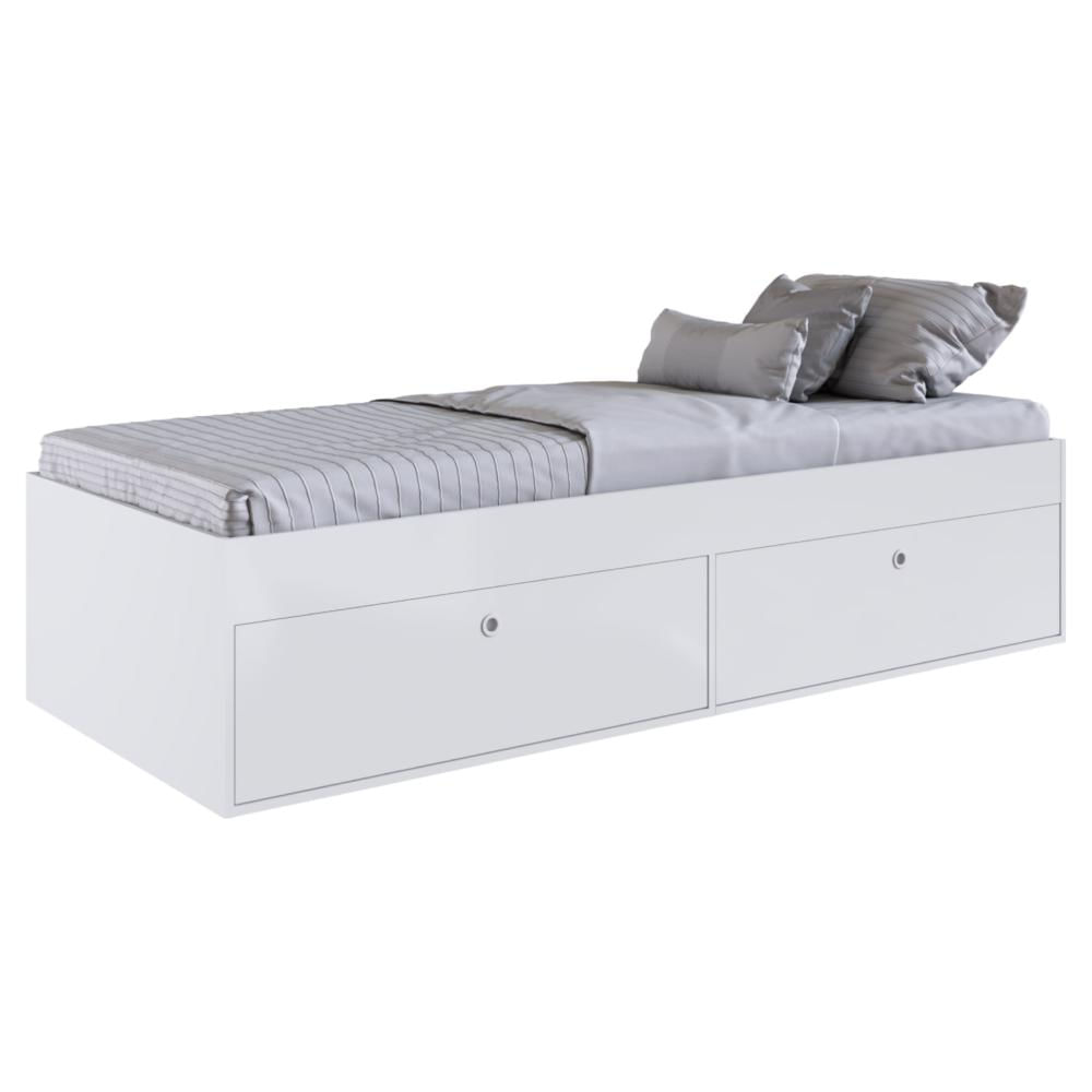 Base Cama Individual Con Cajones Blanca KingsHouse