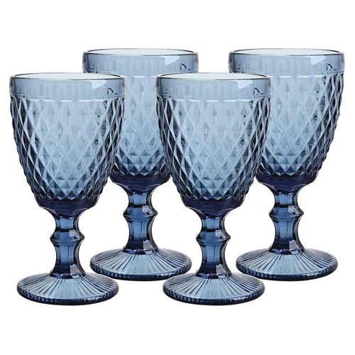 Set 4 copas de cristal Kyuden Home Diamond -Azul