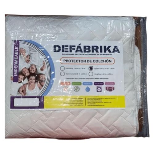 Cubre Colchon DEFABRIKA Impermeable Blanco Queen Size