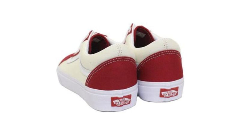 Vans blancos shop con rojo