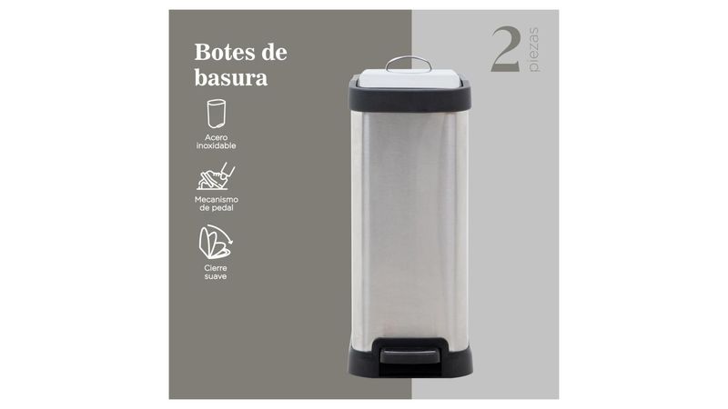 Bote de Basura Cocina Con Pedal Acero Inoxidable Metalico 8L ColorHome  COLORBIN8