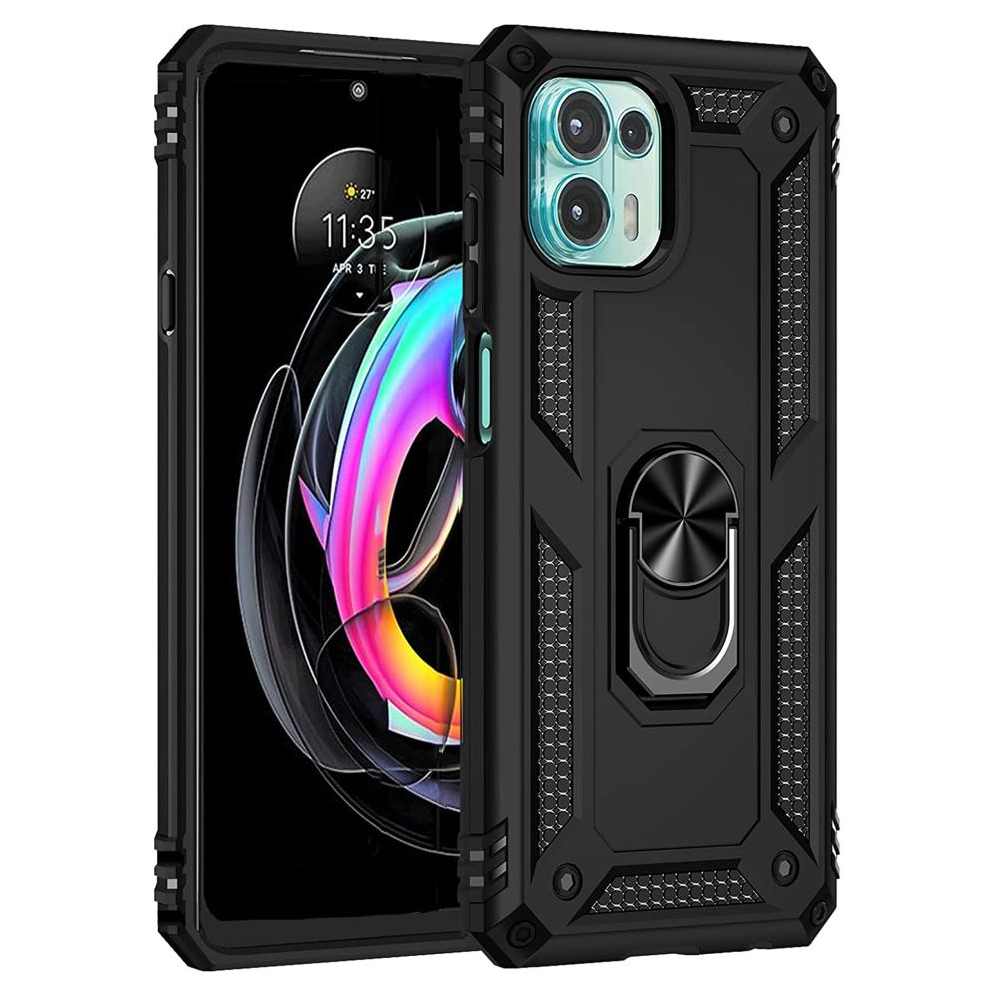 Funda Uso Rudo Anillo Para Motorola Moto Edge 20 Fusion Negro