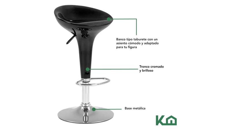 KINGSHOUSE  Banco Alto para Barra – Taburete de Cocina Comedor Negro –  Altura Ajustable con Respaldo – Giratorio 360 Grados – Banco Ideal para  Cafetería – Silla de Bar : .com.mx: Hogar y Cocina