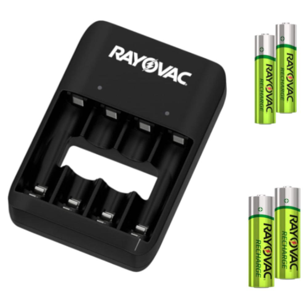 Cargador pilas Rayovac con baterias recargables 2 AA + 2 AAA