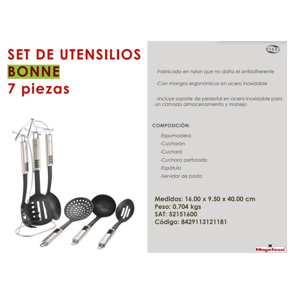 Set Utensilios de cocina con base, silver industrial, Marca