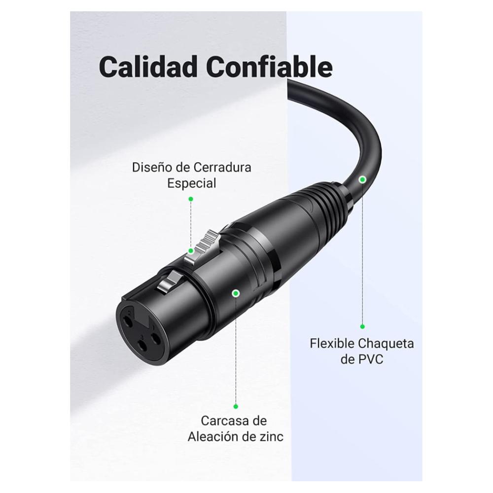 Cable Audio Ugreen Extensión Micrófono Xlr Calidad Alta Pvc