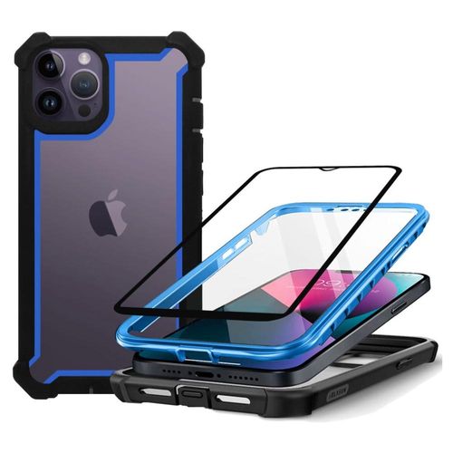 Funda Tough 360 iPhone 14 Pro Mas Mica 9D Azul