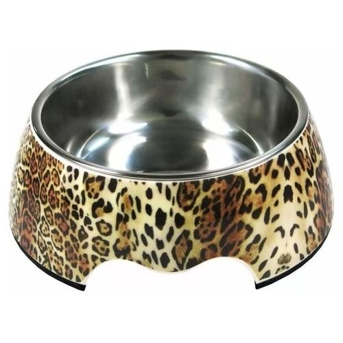 Plato Comedero Lujo P/ Perro Mascota Pet75 Leopardo 160ml